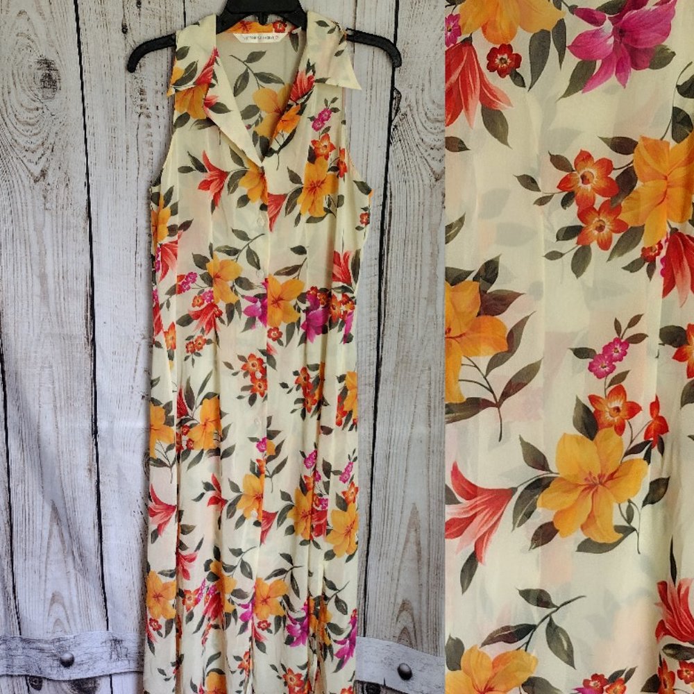 Victoria's Secret | Vintage Floral Button-Down Semi-Sheer Maxi Gown